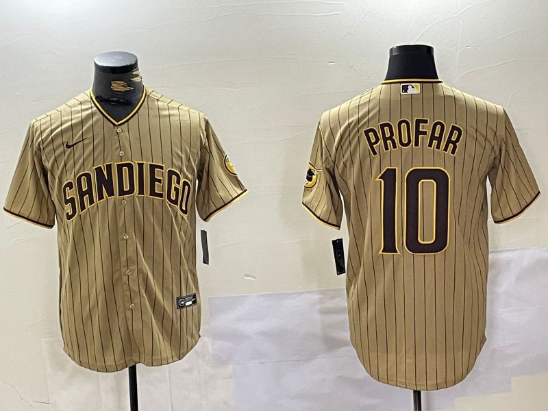Men San Diego Padres #10 Profar Browm Stripe Game 2024 Nike MLB Jersey style 1008->san diego padres->MLB Jersey